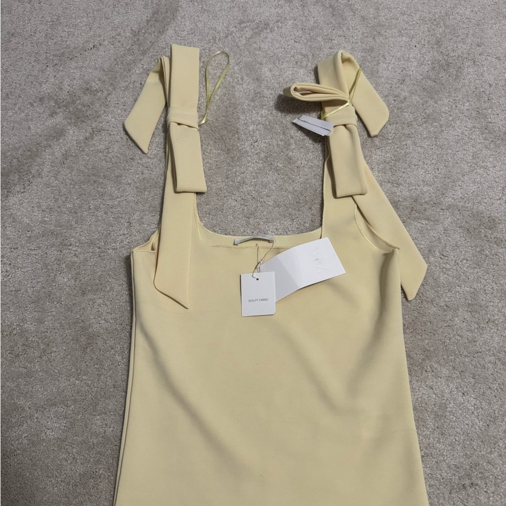 Yellow bow Tie-Strap Tank Dress
